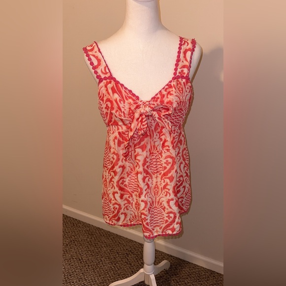 kate spade Tops - Kate Spade Look for the Silver Lining Pineapple Silk Top Size 8